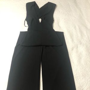Long black pant romper cross back and front
